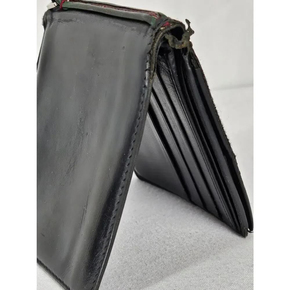 GUCCI VINTAGE MEN’S BLACK LEATHER BI-FOLD WALLET – COIN POCKET – MADE IN ITALY
